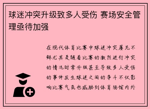 球迷冲突升级致多人受伤 赛场安全管理亟待加强